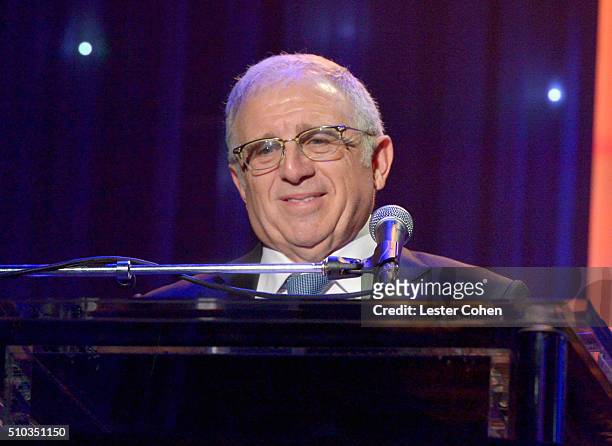 Honoree Irving Azoff accepts the President's Merit Award onstage during the 2016 Pre-GRAMMY Gala and Salute to Industry Icons honoring Irving Azoff...