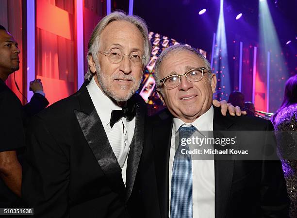 President/CEO of The Recording Academy Neil Portnow and honoree Irving Azoff attend the 2016 Pre-GRAMMY Gala and Salute to Industry Icons honoring...