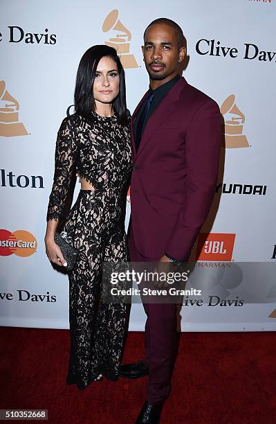 Actor Damon Wayans, Jr. And Sameera attend the 2016 Pre-GRAMMY Gala and Salute to Industry Icons honoring Irving Azoff at The Beverly Hilton Hotel on...