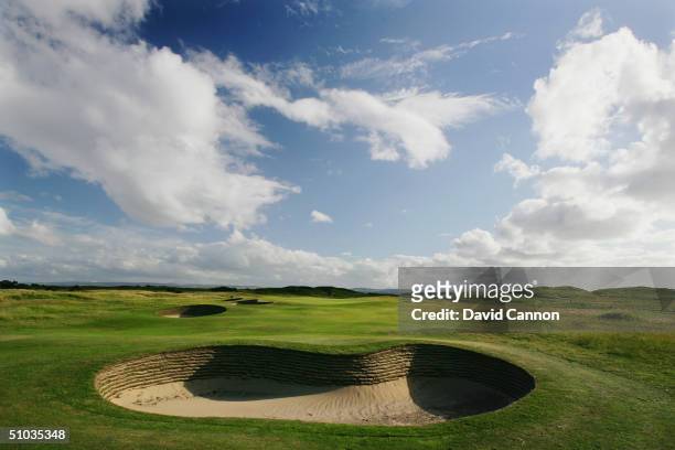 The heavily bunkered appraoch to the par 5 3rd hole on the Royal Liverpool Golf Course, on June 10, 2004 in Hoylake, England.