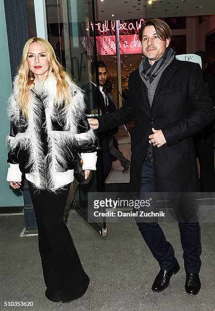 Rachel Zoe and husband Rodger Berman are seen outside the DVF show during New York Fashion Week: Women's Fall/Winter 2016 on February 14, 2016 in New...