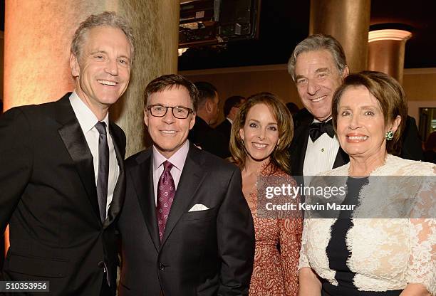 IHeartMedia President John Sykes, journalist Bob Costas, Jill Sutton, Paul Pelosi, and Minority Leader of the House of Representatives Nancy Pelosi...