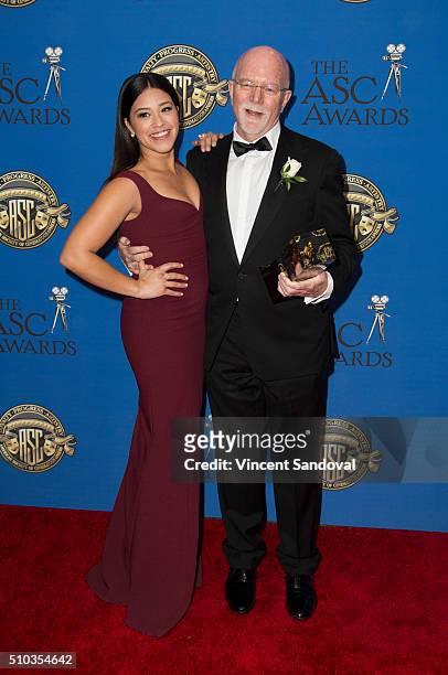 Actress Gina Rodriguez and cinematographer Lowell Peterson attend the 30th Annual ASC Awards at the Hyatt Regency Century Plaza on February 14, 2016...