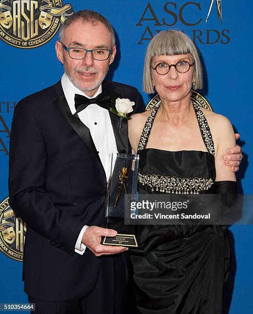 Cinematographer Jon Toll and Lois Burwell attend the 30th Annual ASC Awards at the Hyatt Regency Century Plaza on February 14, 2016 in Los Angeles,...