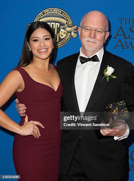 Actress Gina Rodriguez and cinematographer Lowell Peterson attend the 30th Annual ASC Awards at the Hyatt Regency Century Plaza on February 14, 2016...