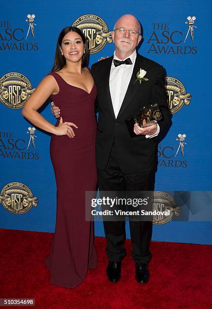 Actress Gina Rodriguez and cinematographer Lowell Peterson attend the 30th Annual ASC Awards at the Hyatt Regency Century Plaza on February 14, 2016...