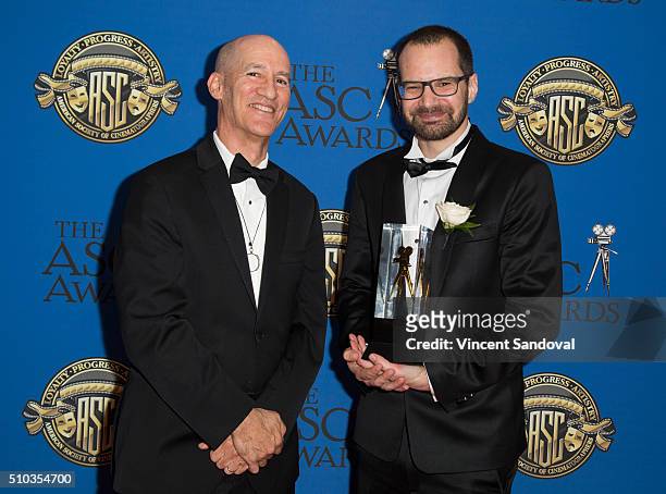 Cinematographers Roberto Schaefer and Matyas Erdely attend the 30th Annual ASC Awards at the Hyatt Regency Century Plaza on February 14, 2016 in Los...