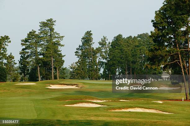 The 365 yard par 4 13th hole on the Pinehurst No 2 Course venue for the 2005 US Open Championship on May 20, 2004 in Pinehurst, North Carolina, USA.