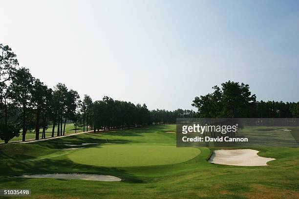 The green on the par 5 16th with the par 3 17th to the right on the Pinehurst No 2 Course venue for the 2005 US Open Championship on May 20, 2004 in...