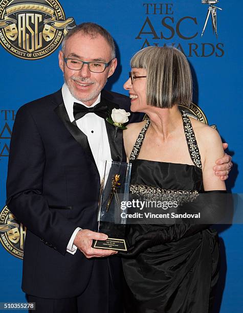 Cinematographer Jon Toll and Lois Burwell attend the 30th Annual ASC Awards at the Hyatt Regency Century Plaza on February 14, 2016 in Los Angeles,...