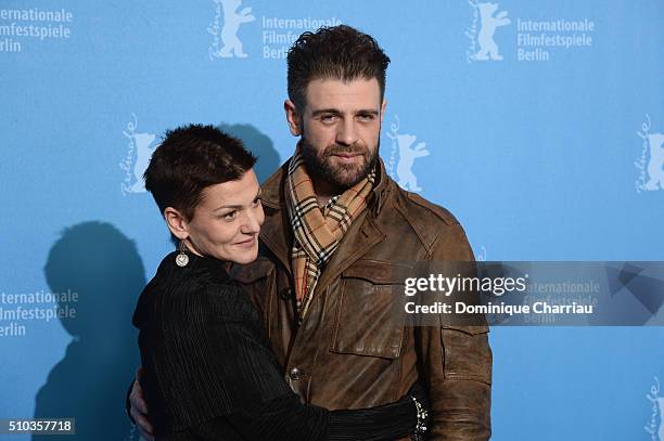 Actors Vedrana Seksan and Muhamed Hadzovic attends the 'Death in Sarajevo' photo call during the 66th Berlinale International Film Festival Berlin at...