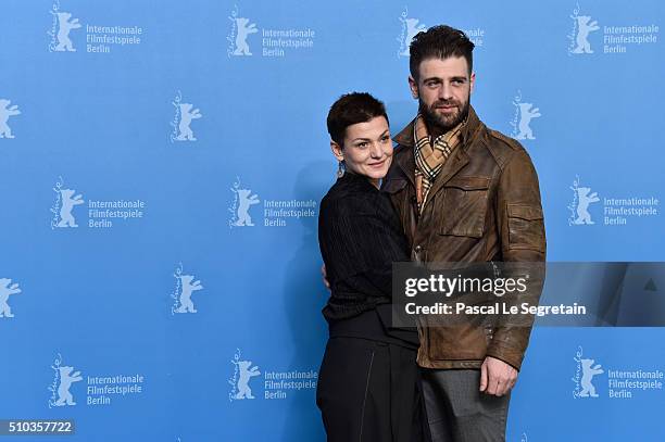 Actors Vedrana Seksan and Muhamed Hadzovic attends the 'Death in Sarajevo' photo call during the 66th Berlinale International Film Festival Berlin at...