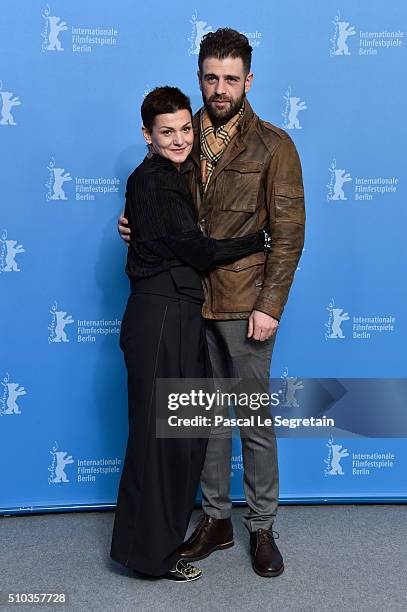 Actors Vedrana Seksan and Muhamed Hadzovic attends the 'Death in Sarajevo' photo call during the 66th Berlinale International Film Festival Berlin at...