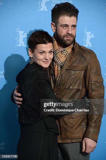 Actors Vedrana Seksan and Muhamed Hadzovic attends the 'Death in Sarajevo' photo call during the 66th Berlinale International Film Festival Berlin at...