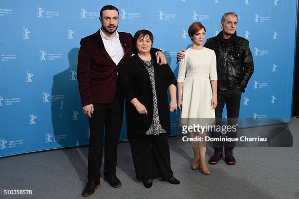Actors Edin Avdagic Koja, Faketa Salihbegovic, Snezana Vidovic and Izudin Bajrovic attend the 'Death in Sarajevo' photo call during the 66th...