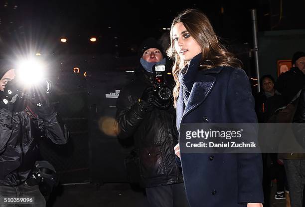 Taylor Hill is seen outside the Jonathan Simkhai show during New York Fashion Week: Women's Fall/Winter 2016 on February 14, 2016 in New York City.