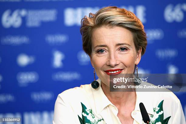Actress Emma Thompson attends the 'Alone in Berlin' press conference during the 66th Berlinale International Film Festival Berlin at Grand Hyatt...