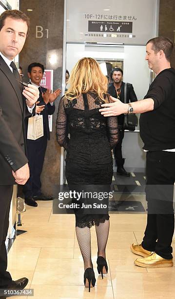 Madonna attends the promotional event for "MDNA SKIN" on February 15, 2016 in Tokyo, Japan.