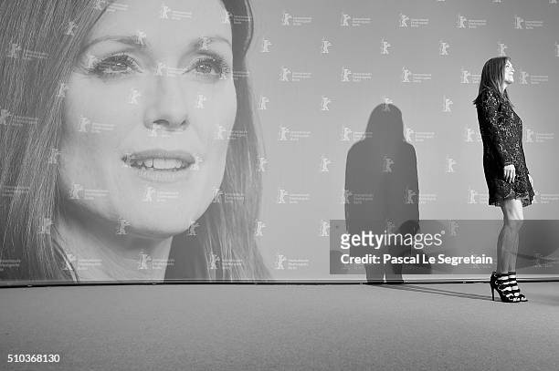 An alternative view on actress Julianne Moore attending the 'Maggie's Plan' photo call during the 66th Berlinale International Film Festival on...