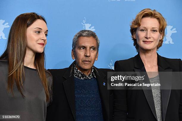 Actress Pauline Burlet, director Rachid Bouchareb and actress Astrid Whettnall attend the 'Road to Istanbul' photo call during the 66th Berlinale...