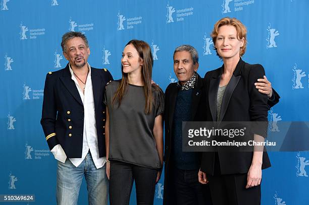 Actors Abel Jafri, Pauline Burlet, director Rachid Bouchareb and actress Astrid Whettnall attend the 'Road to Istanbul' photo call during the 66th...