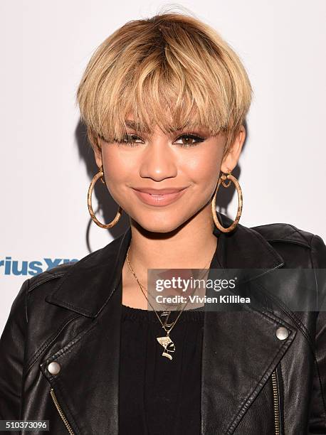 Singer Zendaya attends SiriusXM Hits 1's The Morning Mash Up Broadcast From The SiriusXM Studios In Los Angeles at SiriusXM Studios on February 15,...