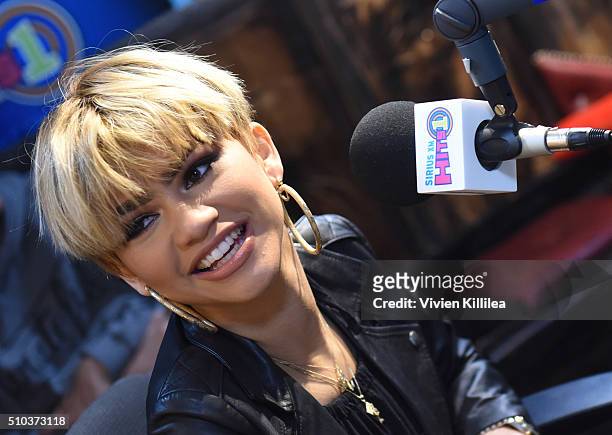 Singer Zendaya attends SiriusXM Hits 1's The Morning Mash Up Broadcast From The SiriusXM Studios In Los Angeles at SiriusXM Studios on February 15,...