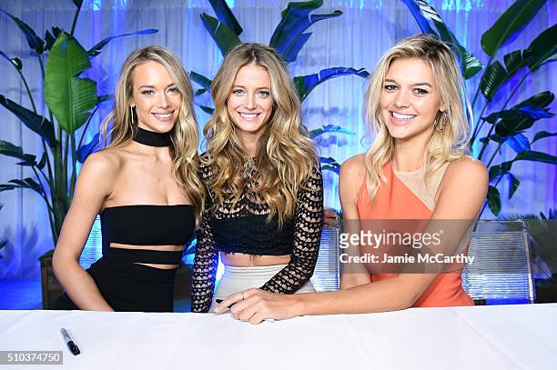 Models Hannah Ferguson, Kate Bock and Kelly Rohrbach attend the Sports Illustrated Swimsuit 2016 - Swim City at the Altman Building on February 15,...