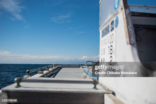 boat deck - chigasaki beach stock pictures, royalty-free photos & images