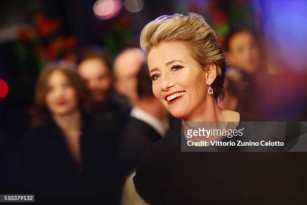 Emma Thompson attends the 'Alone in Berlin' premiere during the 66th Berlinale International Film Festival Berlin at Berlinale Palace on February 15,...