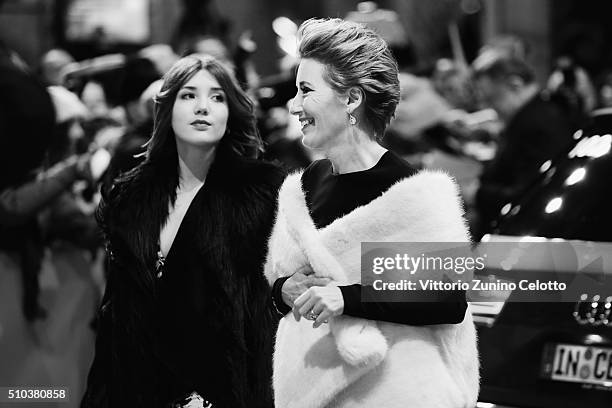 Emma Thompson and her daughter Gaia Romilly Wise attend the 'Alone in Berlin' premiere during the 66th Berlinale International Film Festival Berlin...