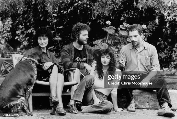 English singer-songwriter and musician Kate Bush with her mother, Hannah Daly, and her brothers Paddy and John at their home in East Wickham, London,...