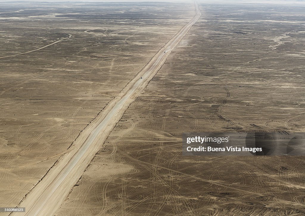 Empty road through the Namib Desert