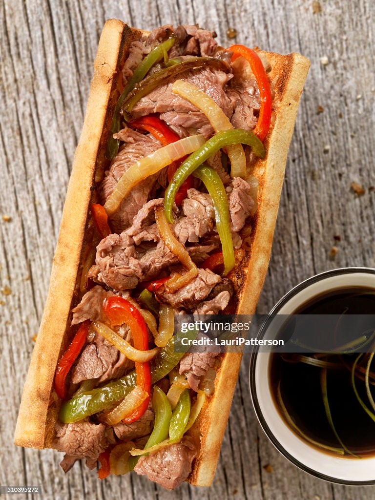 Philly Steak Sandwich with Peppers and Au Jus