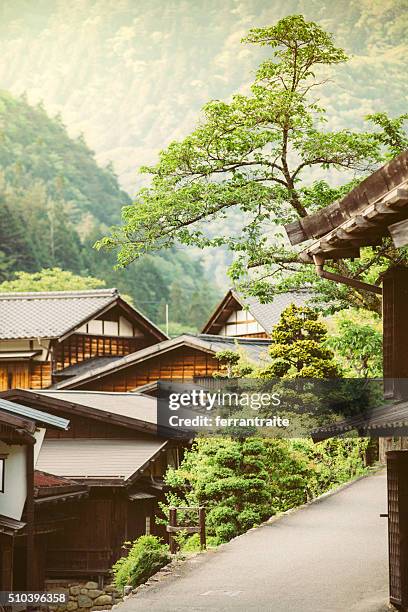 tsumago a traditional japanese village in the mountains - gifu prefecture stock pictures, royalty-free photos & images