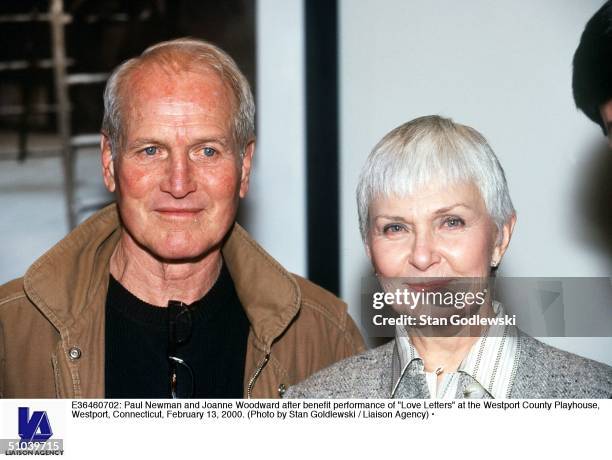 Paul Newman And Joanne Woodward After Benefit Performance Of "Love Letters" At The Westport County Playhouse, Westport, Connecticut, February 13,...