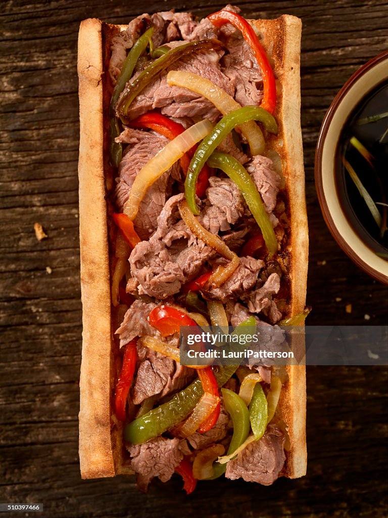 Philly Steak Sandwich with Peppers and Au Jus