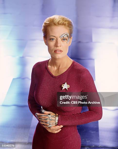 Actress Jeri Ryan Stars As In The United Paramount Network's Sci-Fi Television Series "Star Trek: Voyager."