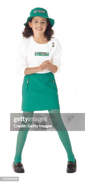 Model Wears The New 2001 Junior Girl Scout Uniform In This Undated Photo. In A Dramatic Overhaul Of Their Image, The Girl Scouts Unveiled New,...