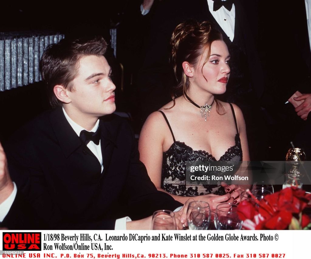 Leonardo Dicaprio And Kate Winslet At The Golden Globe Awards Held At The