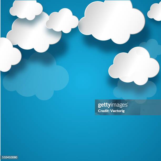 ilustrações, clipart, desenhos animados e ícones de nuvens brancas sobre fundo azul - cloud sky