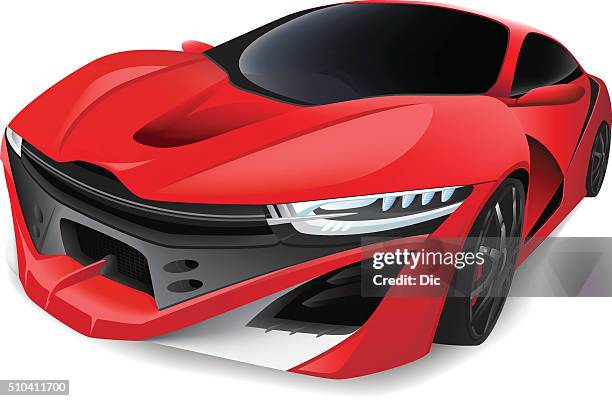 red sports car - porsche stock illustrations