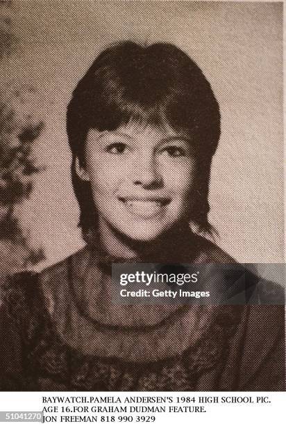 Pamela Anderson , Age 16, Poses For Her 1984 High School Yearbook Photo In Canada.