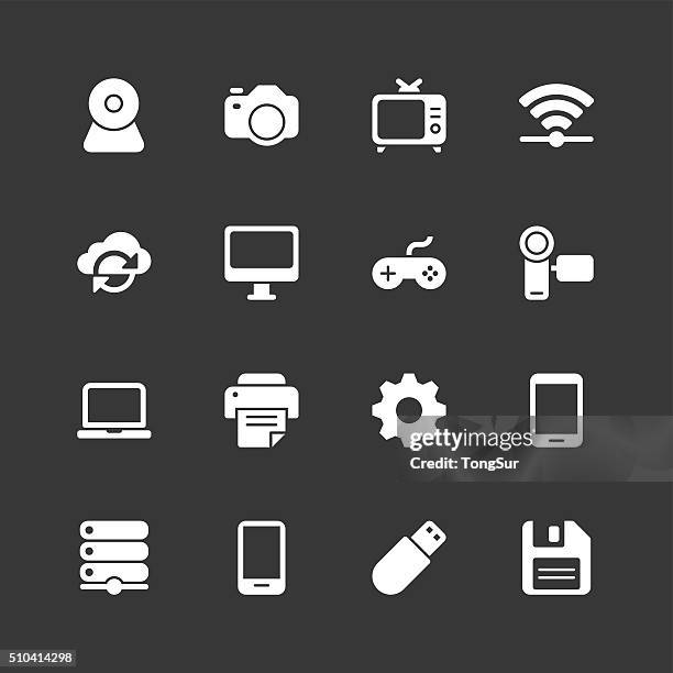 device icons - regular - white series - digital video camera white background stock illustrations
