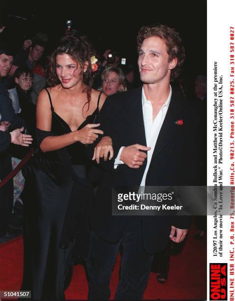 Los Angeles, Ca Matthew Mcconaughey And Sandra Bullock At The Premiere Of Their New Movie "In Love And War"