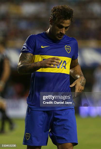 Daniel Osvaldo of Boca Juniors gestures during a match between Boca Juniors and Atletico Tucuman as part of second round of Torneo Transicion 2016 at...
