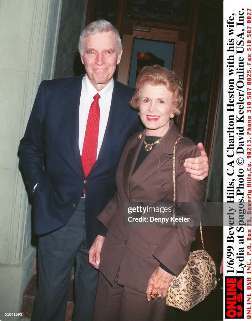 Charlton Heston With His Wife Lydia At Spagos