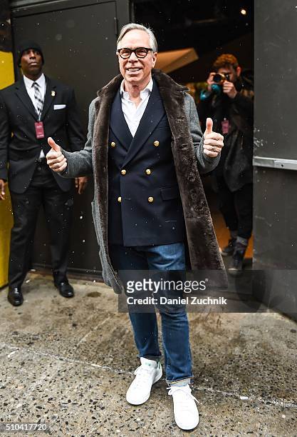 Tommy Hilfiger is seen outside the Tommy Hilfiger show during New York Fashion Week: Women's Fall/Winter 2016 on February 15, 2016 in New York City.