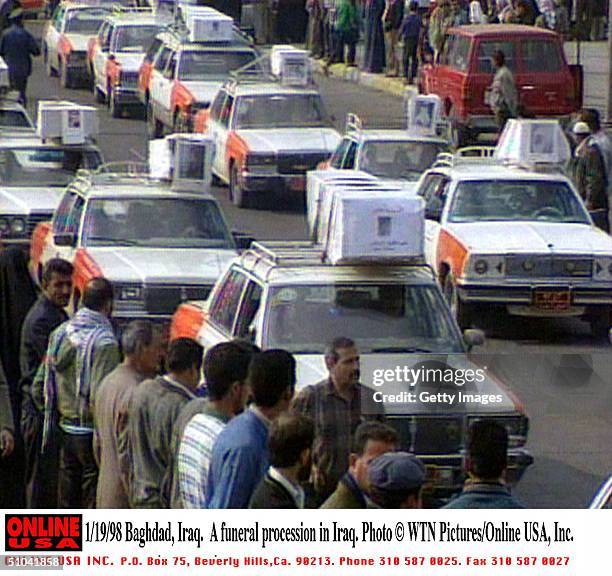 No Syndication France Or Germany 1/19/98 Baghdad, Iraq Picture Shows: Fuineral Procession. Iraqis On Monday Again Staged Anti-Us Demonstrations...