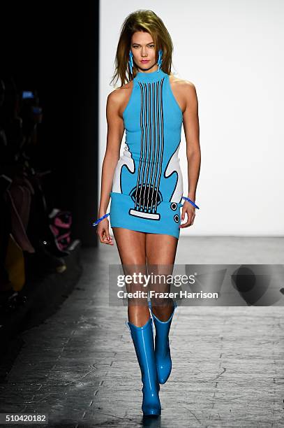 Model Karlie Kloss walks the runway wearing Jeremy Scott Fall 2016 during New York Fashion Week: The Shows at The Arc, Skylight at Moynihan Station...